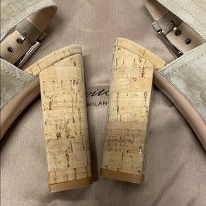 Gianvito Rossi suede block cork heel